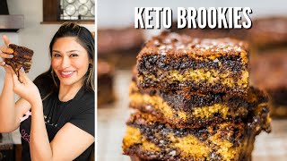 KETO BROOKIE RECIPE How to Make Keto Cookies  Brownies ONLY 3 NET CARBS [upl. by Aisayt]