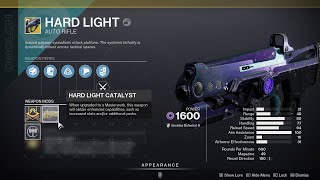 HOW TO GET HARD LIGHT CATALYST  DESTINY 2 [upl. by Sonia304]