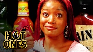 Keke Palmer Laughs Uncontrollably While Eating Spicy Wings  Hot Ones [upl. by Nikkie]