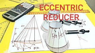 ECCENTRIC REDUCER LAYOUTTRANSITIONTEMPLATERound Taper Layout [upl. by Dorree]