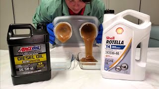 AMSOIL Max Duty VS Shell Rotella T4 15W40 COLD Flow Test [upl. by Dnomar634]