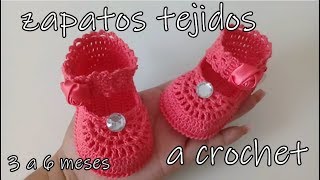 zapatitos tejidos a crochet modelo betty 3 a 6 meses [upl. by Catton]