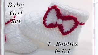 Baby Girl Crochet Layette Set How to crochet newborn baby booties  shoes by Crochet for Baby 170 [upl. by Lama]