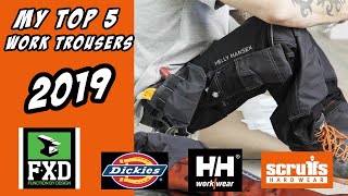 My Top 5 Work Trousers Reviewed in 2019 Includes FXD Dickies Helly Hansen and Scuffs Work Trousers [upl. by Arutek]