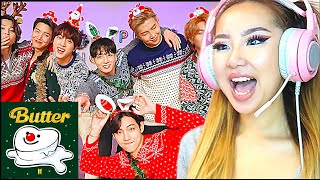 CHRISTMAS CUTIES 🎅 BTS BUTTER Holiday Remix Dance Practice  REACTIONREVIEW [upl. by Akirdnuhs]