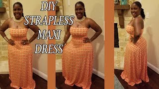 DIY STRAPLESS MAXI DRESS EASY How to sew a tube top maxi dress [upl. by Sihtnyc853]