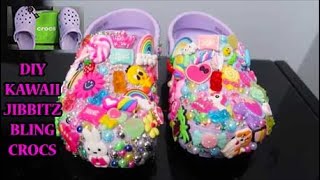 DIY CUSTOM GLAM CROCS HOW TO BLING YOUR CROCS WITH KAWAII CHARMS amp JIBBITZ  RHINESTONES amp PEARLS [upl. by Dde]