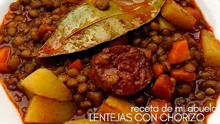 Lentejas con chorizo 🍲😜 Receta de la abuela [upl. by Haidadej]