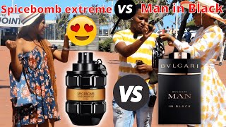 Spicebomb Extreme vs Bvlgari Man in Black  fragrance test [upl. by Prissie745]