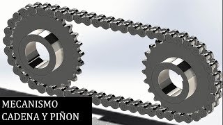 Mecanismo cadena y piñón  Diseño  SolidWorks [upl. by Nolat]