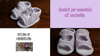 sandali per neonato alluncinetto tutorial [upl. by Iveel]