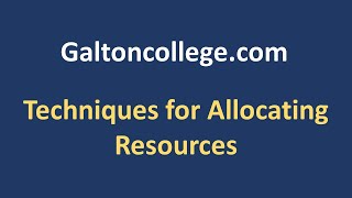 Techniques for allocating resources [upl. by Eckmann]