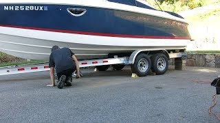 Repositioning a 25 Boat on its trailer while in the driveway [upl. by Alehtse399]