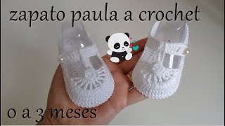 Zapato a crochet modelo paula 0 a 3 meses [upl. by Aenej]