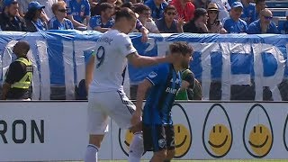 RED CARD Zlatan Ibrahimovic slaps opponent in the head [upl. by Htebaile]