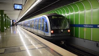 MVG UBahn Züge im UBahnhof Partnachplatz [upl. by Ebocaj627]