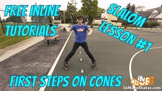 Beginner slalom on inline skates  lesson 1 [upl. by Aleunam390]