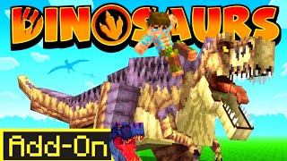 Reviewing DINOSAURS addon MCPE Mod Showcase [upl. by Ecirtac]