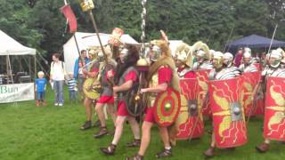 Roman Reenactment at the Amphitheatre in Caerleon Marching In [upl. by Barcot229]