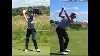 Justin Thomas golf swing  Long Iron faceon amp downtheline July 2017 [upl. by Eramal]