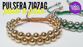 Cómo hacer una pulsera en ZIGZAG con balines o piedras [upl. by Frieda124]