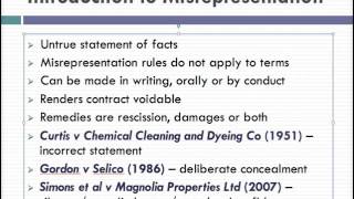 Misrepresentation Lecture 1 of 4 [upl. by Jamnes]