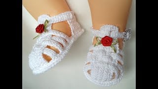 Sandalia melissa a crochet 0 a 3 meses [upl. by Eded]