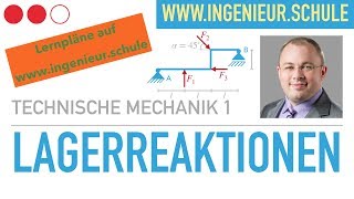 Lagerreaktionen Beispielaufgabe – Technische Mechanik 1 [upl. by Yrelav]