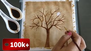 Easy coffee painting for beginner  Simple coffee Art [upl. by Eidnam]