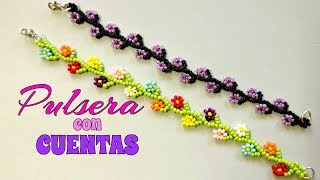 PULSERA con CUENTASMOSTACILLAS en forma de FLOR EFECTO RAMAS [upl. by Down883]